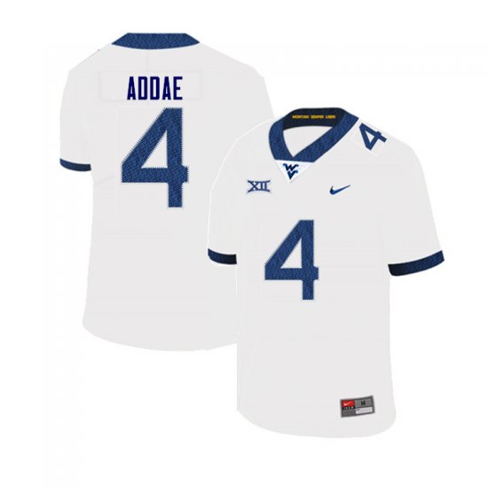 Men's West Virginia Mountaineers NCAA #4 Alonzo Addae White Authentic Nike Stitched College Football Jersey DF15Y64SF